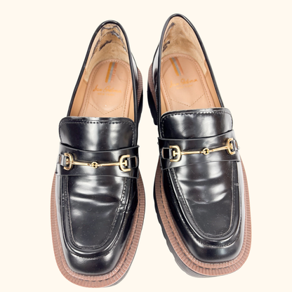 Sam Elderman Laurs Black Leather Loafers - Size 7 Sam Elderman