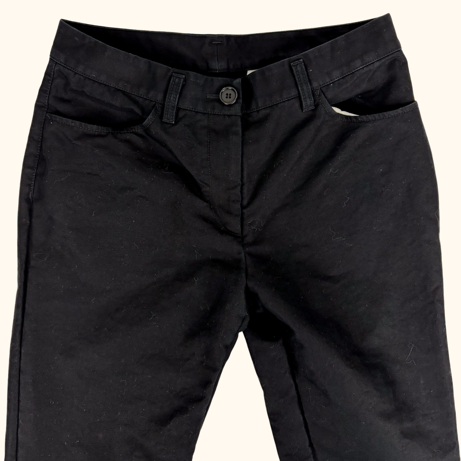 Arket Black 100% Cotton Twill Cropped Trousers - Size 10 Arket