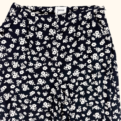 Joanie Black Floral Wide Leg Retro Style Trousers - Size XS -  - Jeans &amp; Trousers