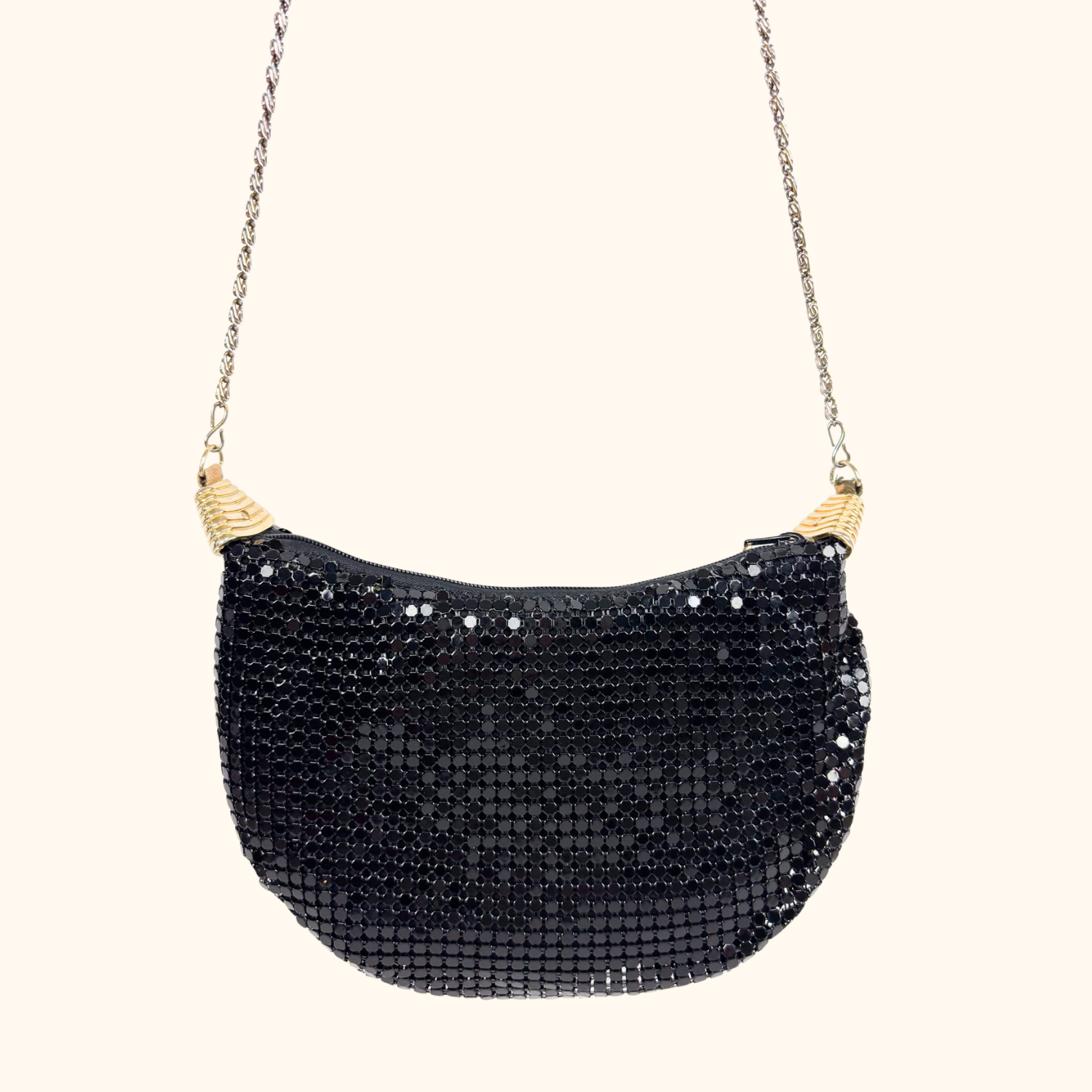 Jane Shilton Black Chainmail Sparkle Crossbody Bag Jane Shilton