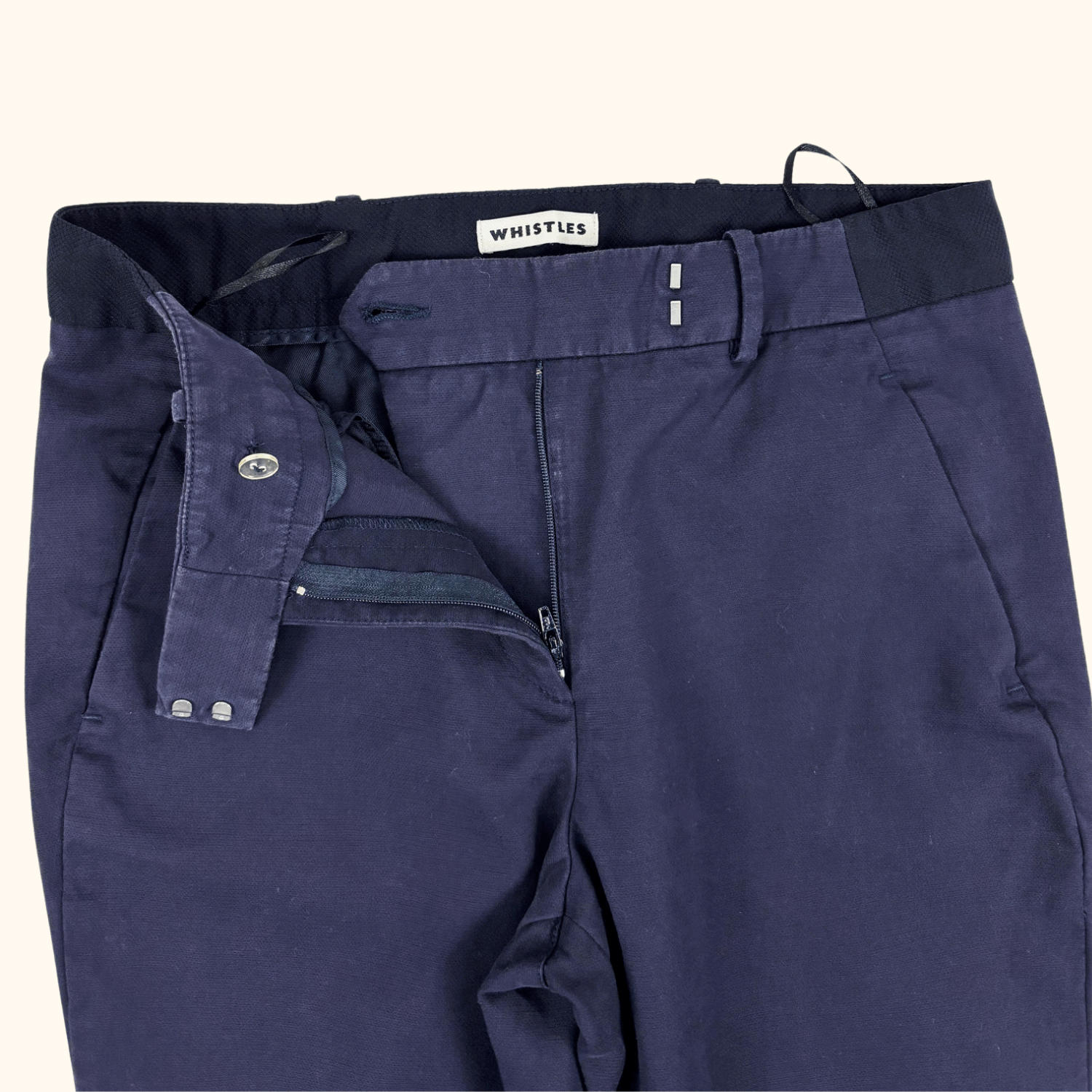 Whistles Navy Blue Slim Tailored Trousers - Size 8 Whistles