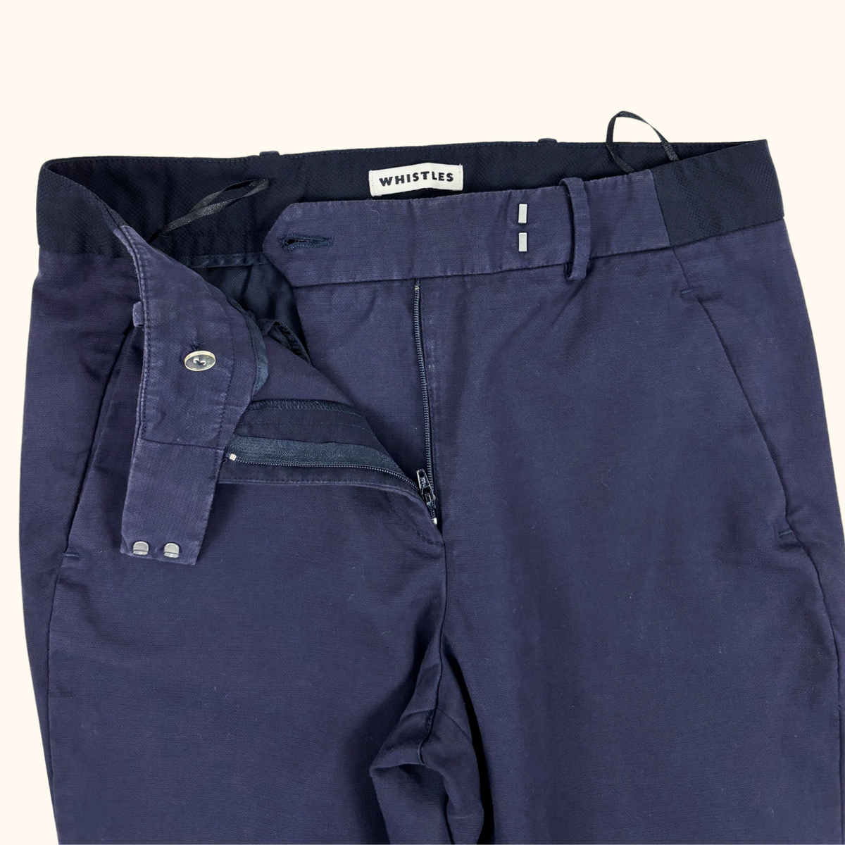 Whistles Navy Blue Slim Tailored Trousers - Size 8