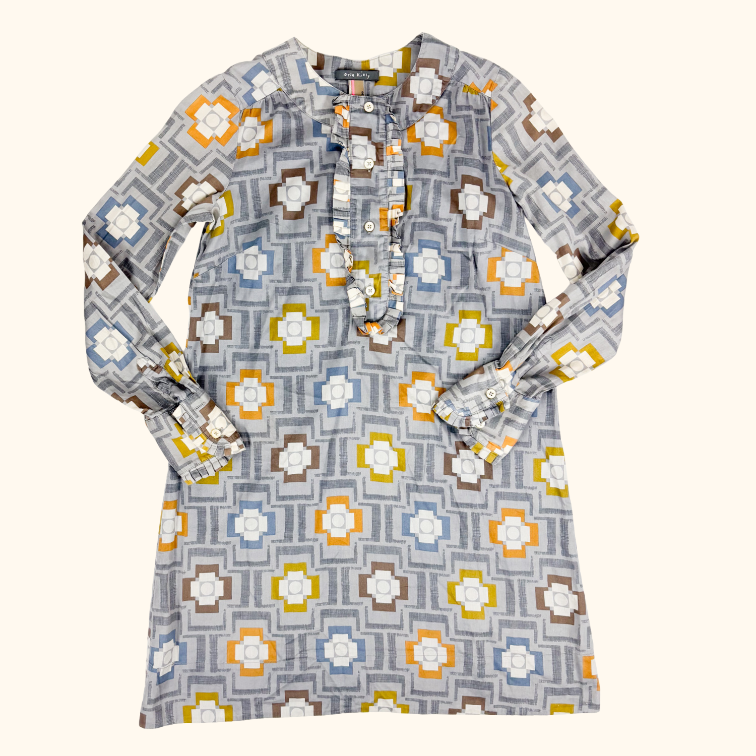 Orla Kiely Geometric Grey Multi Cotton Dress - Size 6 -  - Dresses