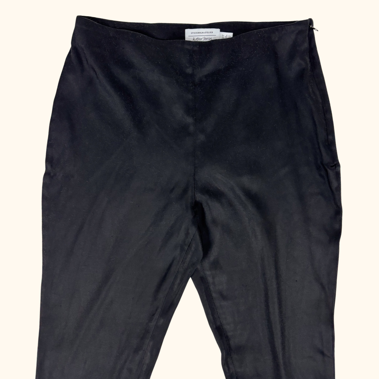 &amp; Other Stories Black Satin Slim Trousers - Size 10 &amp; Other Stories