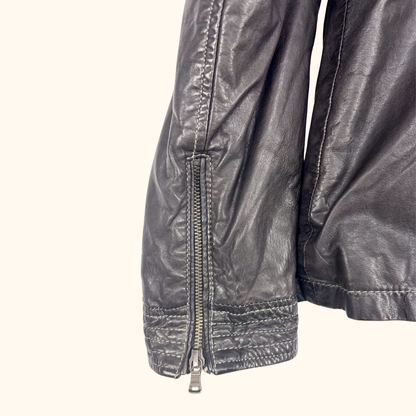 Milestone Hooded Leather Biker Jacket - Size Small Milestone