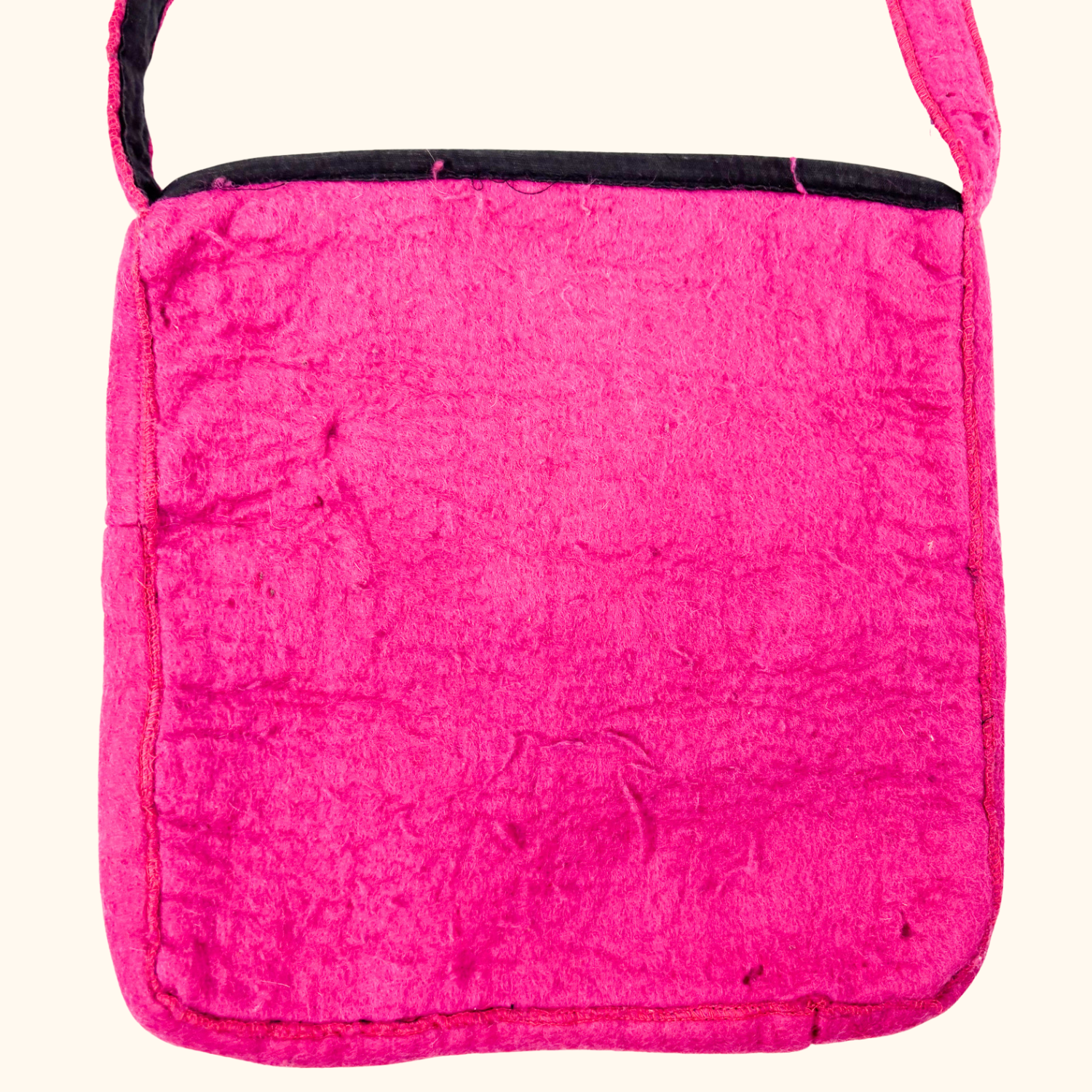Nepal 100% Wool Felt Pink Boho Crossbody Bag -  - Bags
