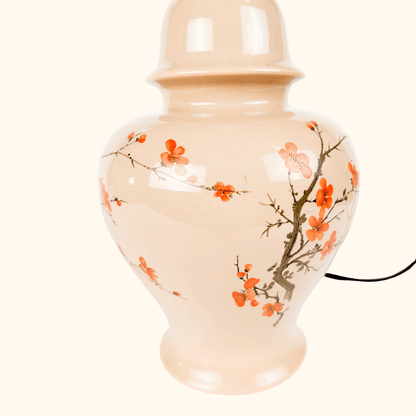 Chinese Oriental Blush Pink Floral Jar Lamp -  - Lighting