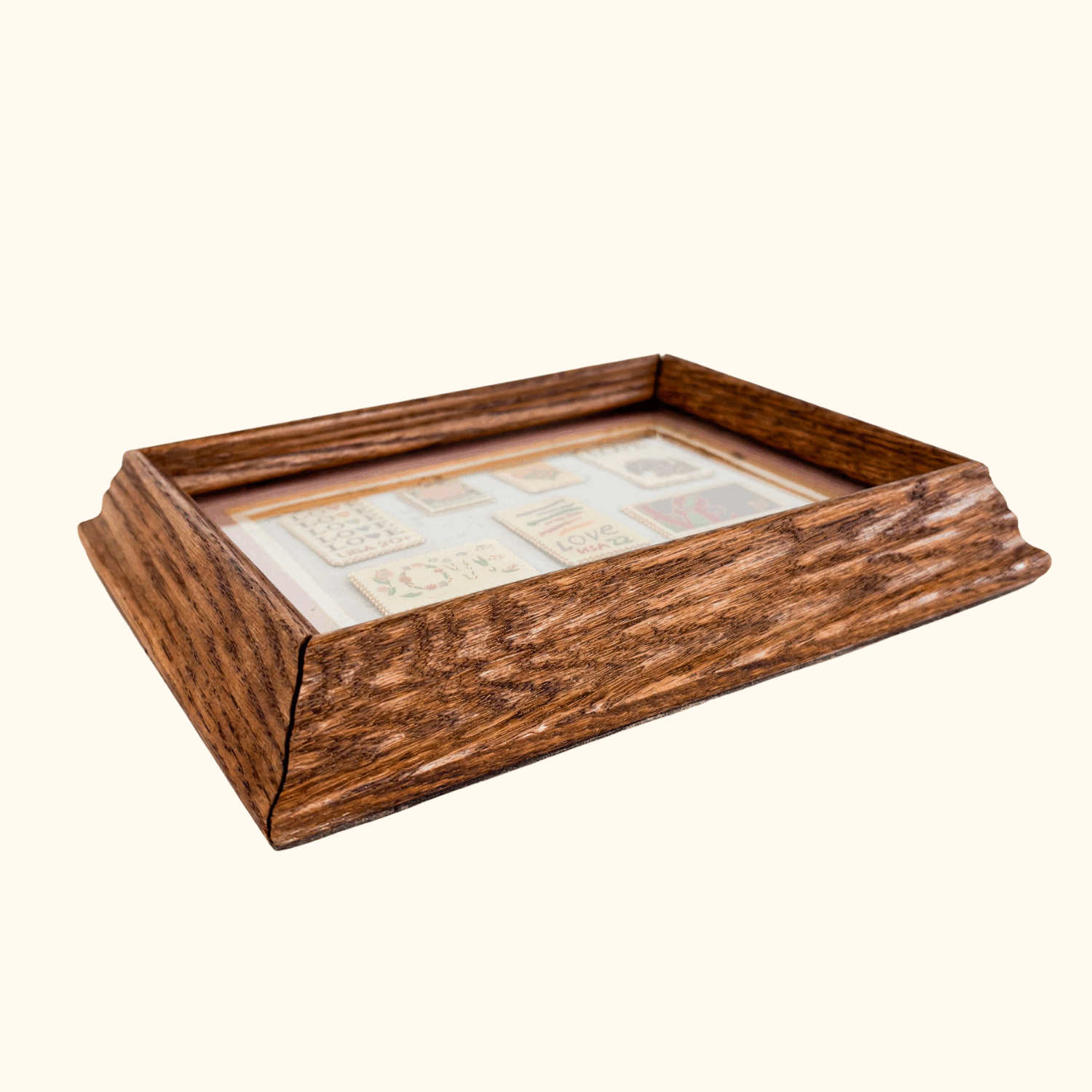 Vintage 1980s USA Love Enamel Postage Stamps Framed Sunshine Thrift