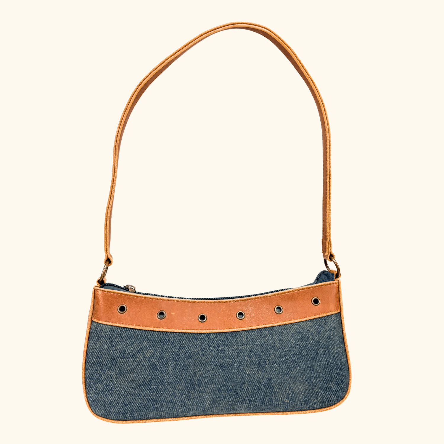 Brown Belt Blue Denim Shoulder Bag Sunshine Thrift