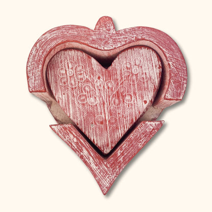 Red Wooden Heart Coasters -  - Kitchenware