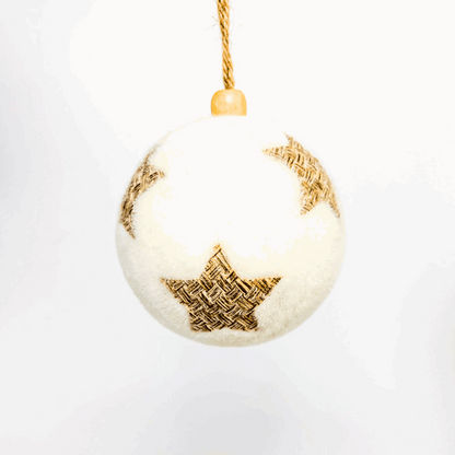 Large Snowy Neutral Baubles Mixed Set of 7 Sunshine Thrift