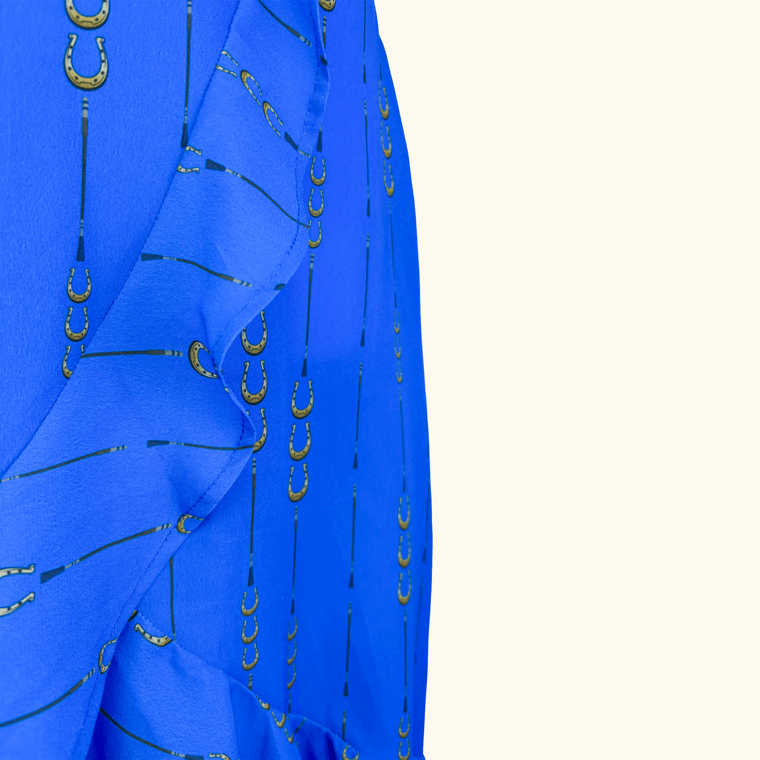 Sosandar Blue Horse Shoe Ruffle Midi Skirt - Size 10