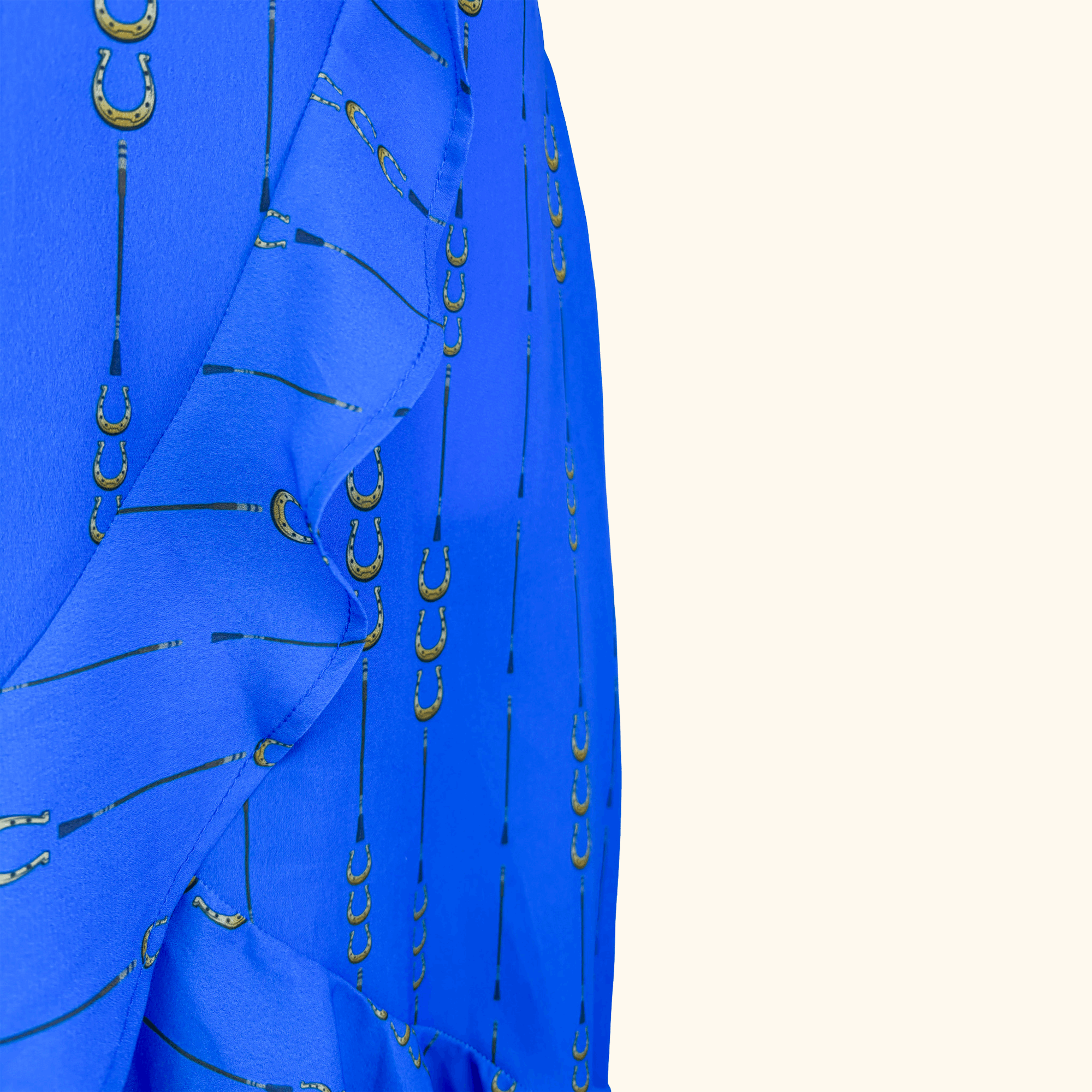 Sosandar Blue Horse Shoe Ruffle Midi Skirt - Size 10