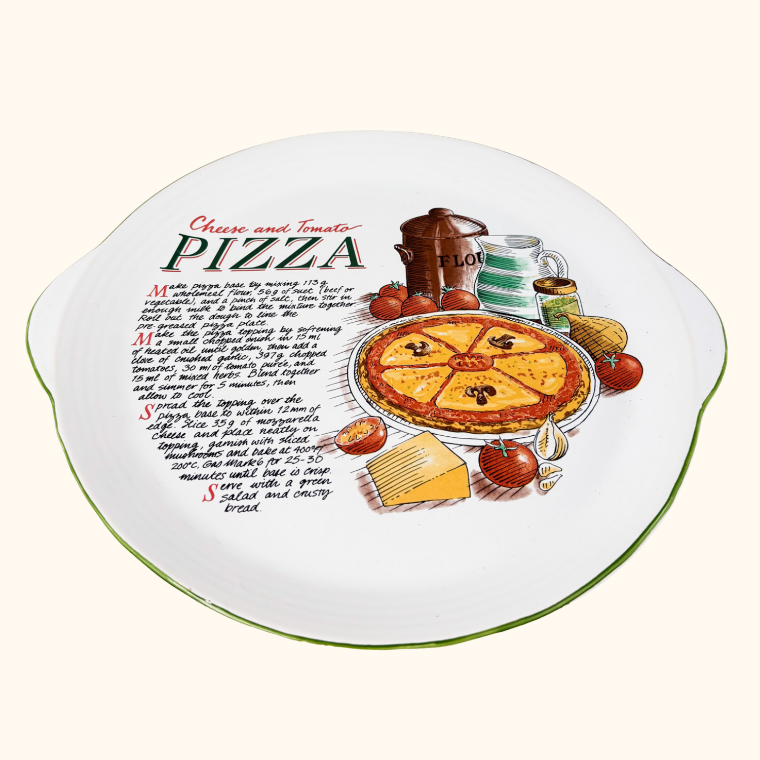 Vintage Rayware Pizza Recipe Serving Plate Rayware