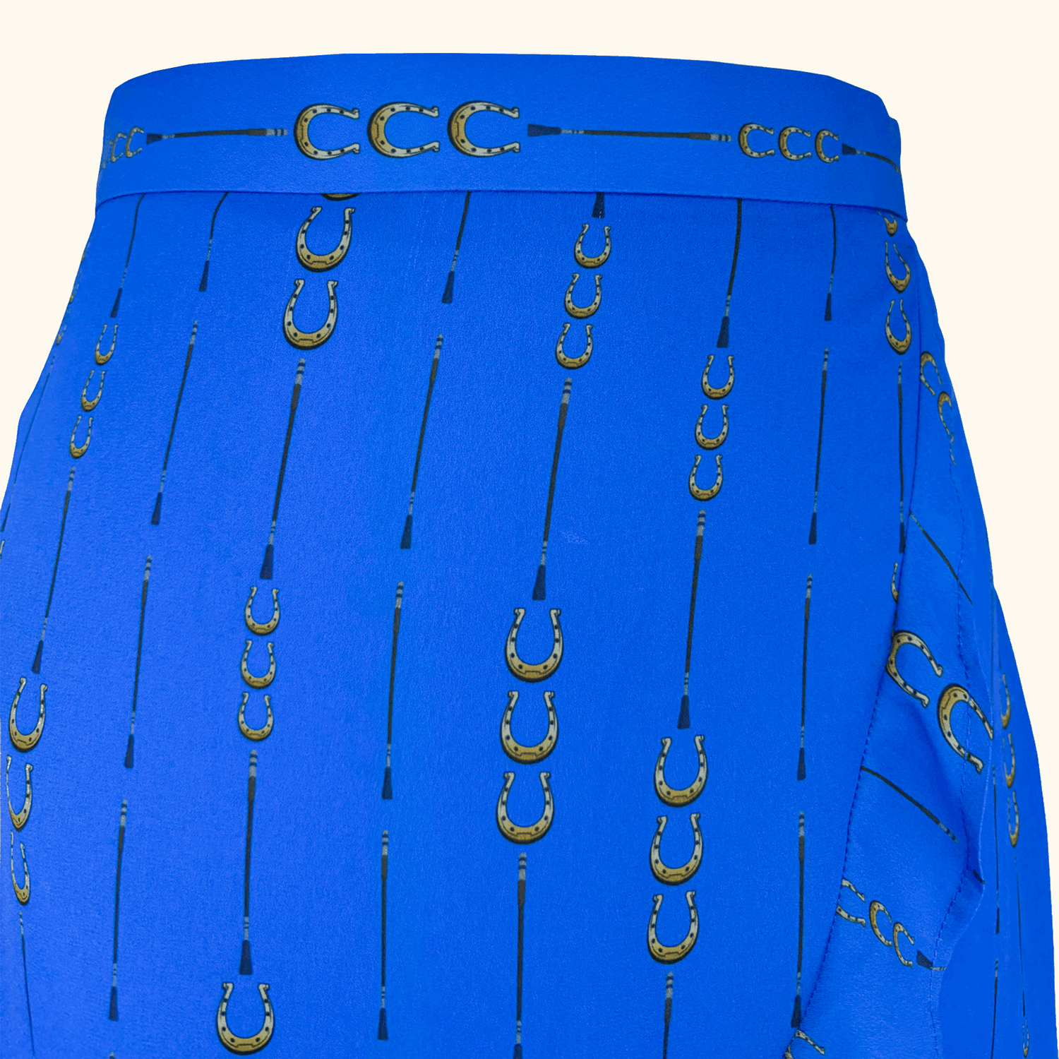 Sosandar Blue Horse Shoe Ruffle Midi Skirt - Size 10