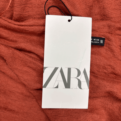 Zara Rust Knitted Stretch Midi Skirt - Size Small Zara