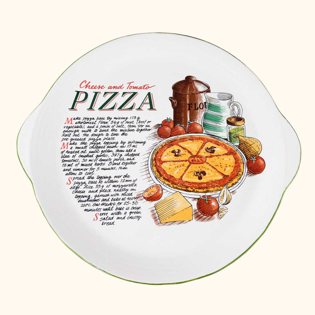 Vintage Rayware Pizza Recipe Serving Plate Rayware