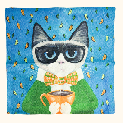 Novelty Cartoon Cat Square Cushion Covers 45cm x 45cm Sunshine Thrift