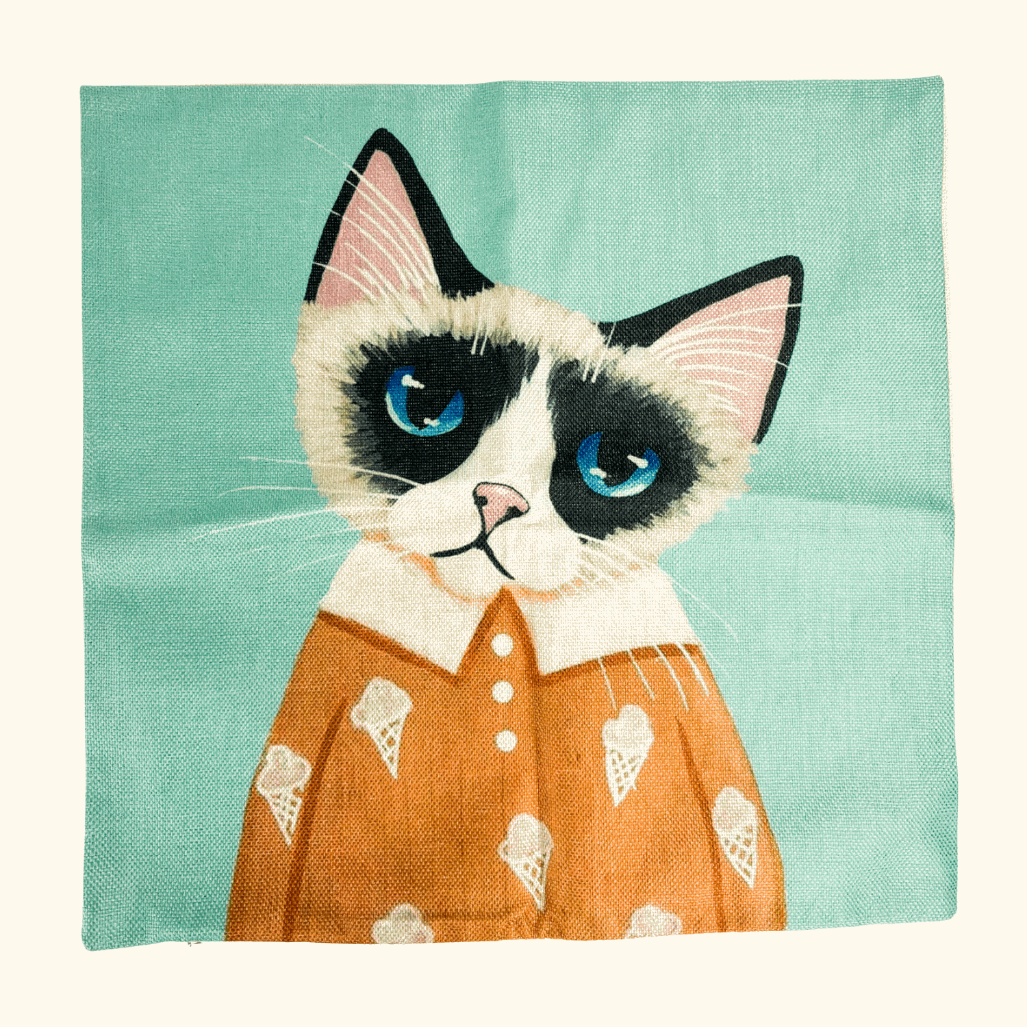 Novelty Cartoon Cat Square Cushion Covers 45cm x 45cm Sunshine Thrift