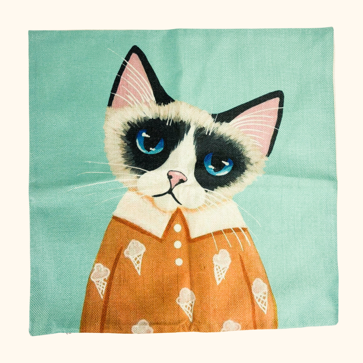 Novelty Cartoon Cat Square Cushion Covers 45cm x 45cm Sunshine Thrift