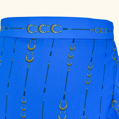 Sosandar Blue Horse Shoe Ruffle Midi Skirt - Size 10