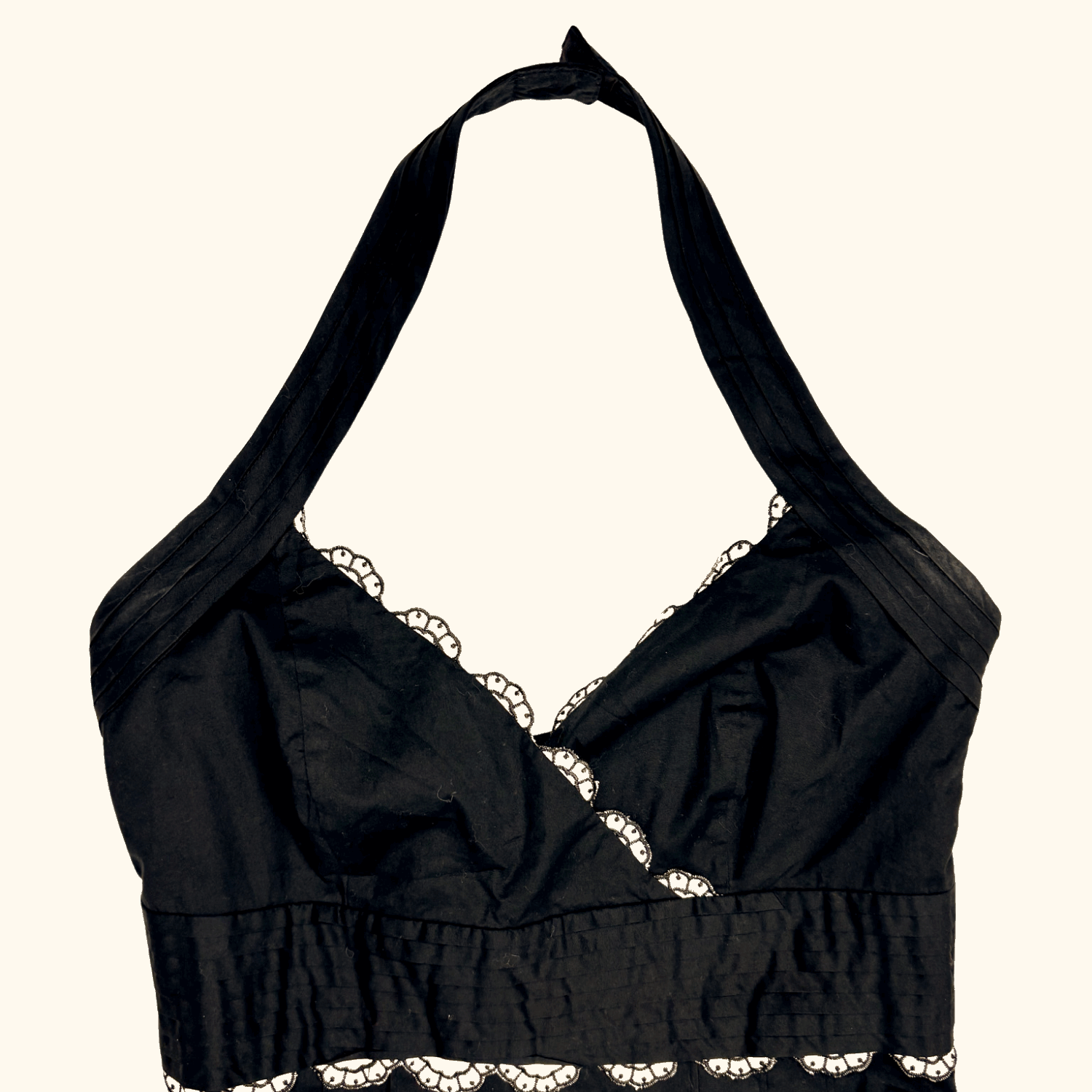 Karen Millen Black Halter Neck Dress Floral Embroidery - Size 10 Karen Millen