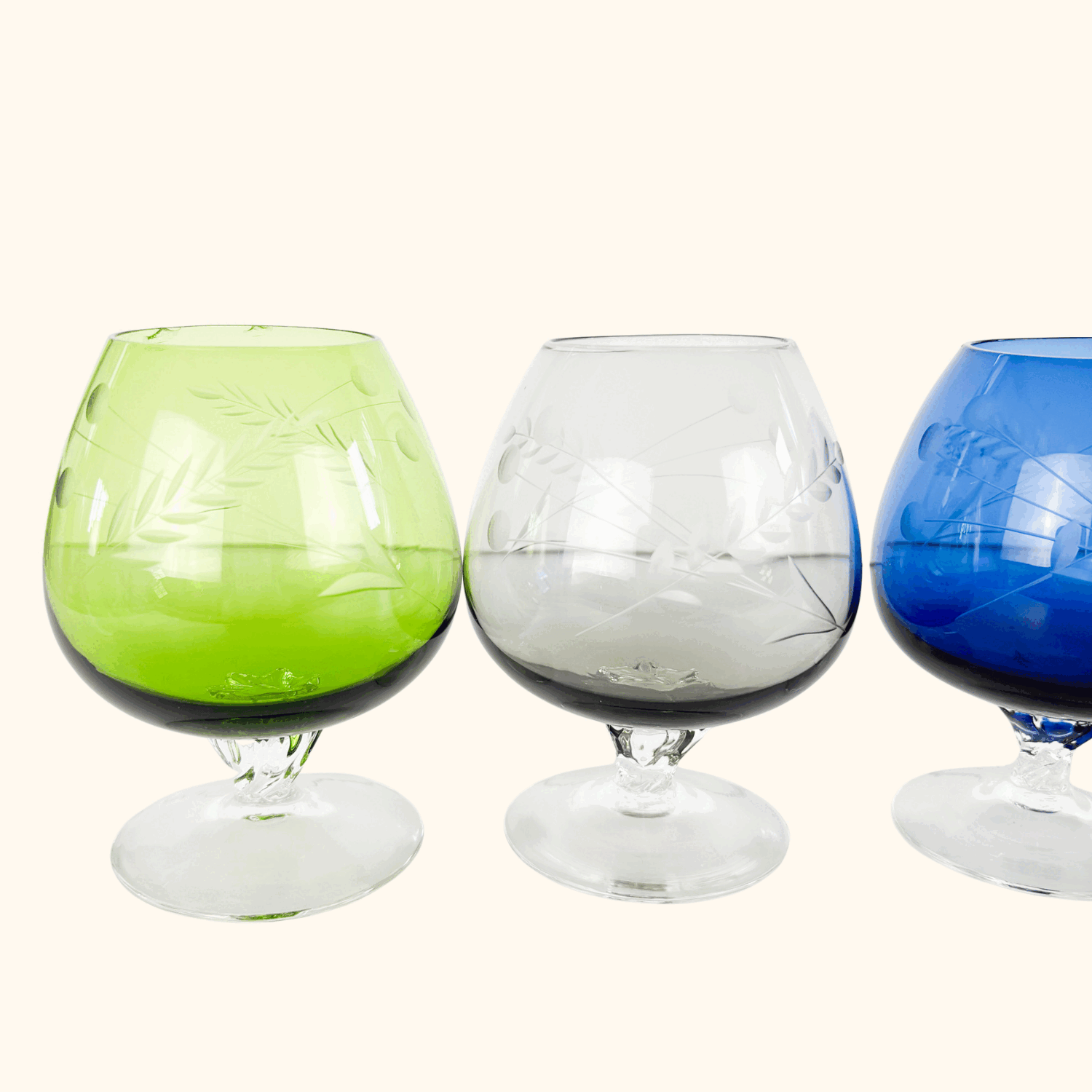 Etched Wheat Brandy Glasses Set of 6 Sunshine Thrift