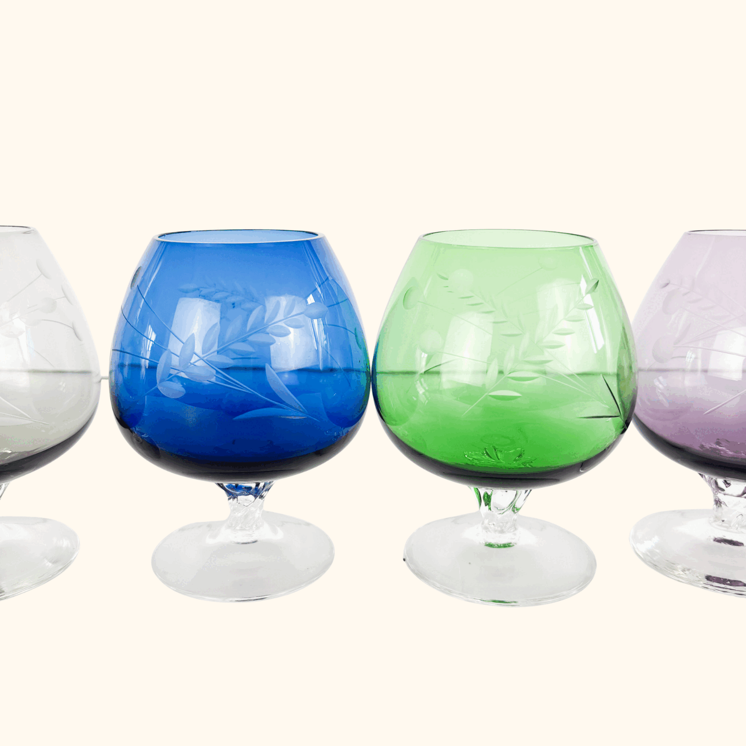 Etched Wheat Brandy Glasses Set of 6 Sunshine Thrift