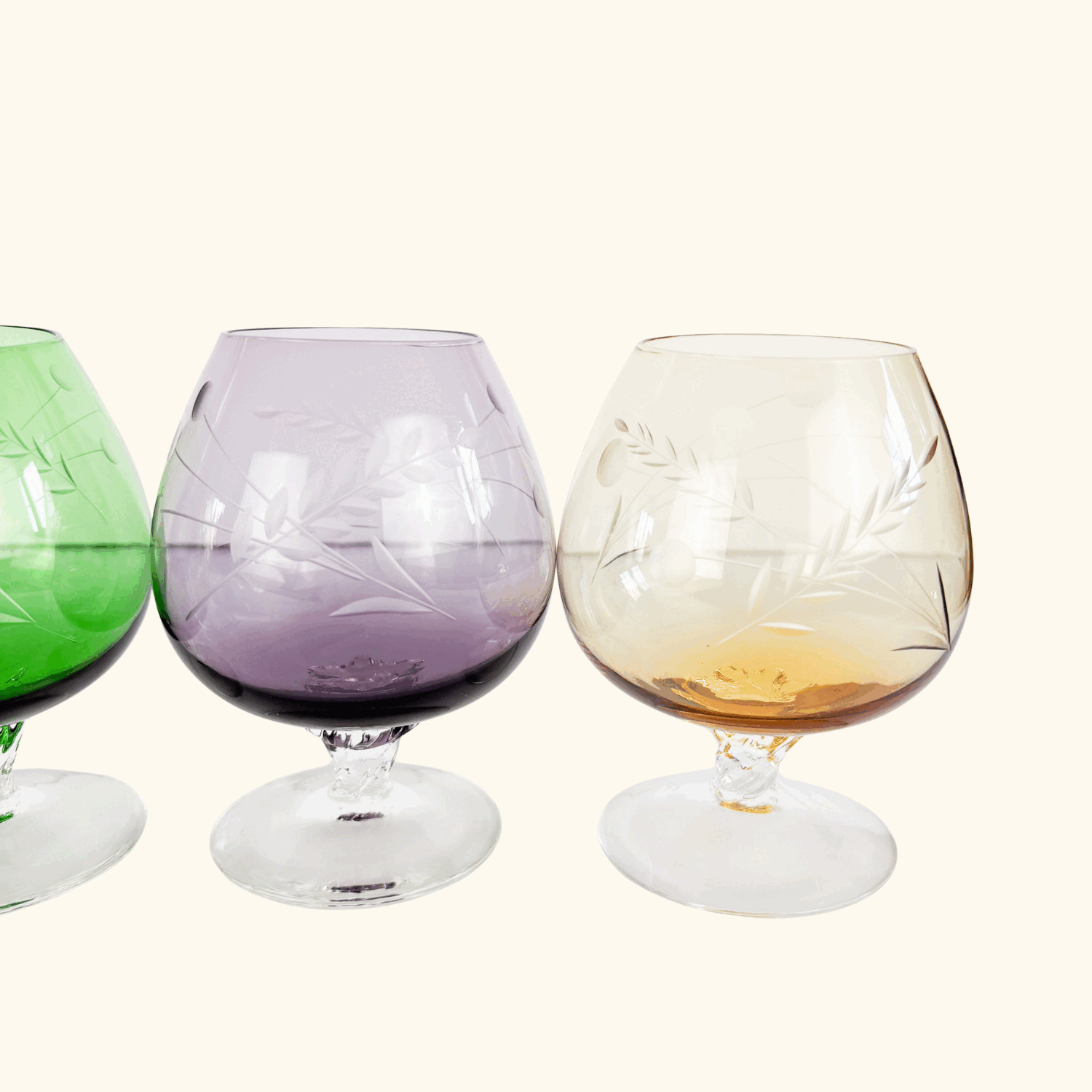 Etched Wheat Brandy Glasses Set of 6 Sunshine Thrift