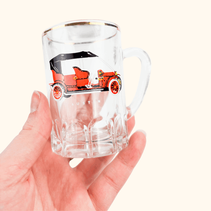 Vintage 1950s Classic Car Tumbler Glass and Shot Glass Set -  - Glassware