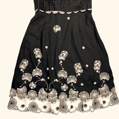 Karen Millen Black Halter Neck Dress Floral Embroidery - Size 10 Karen Millen