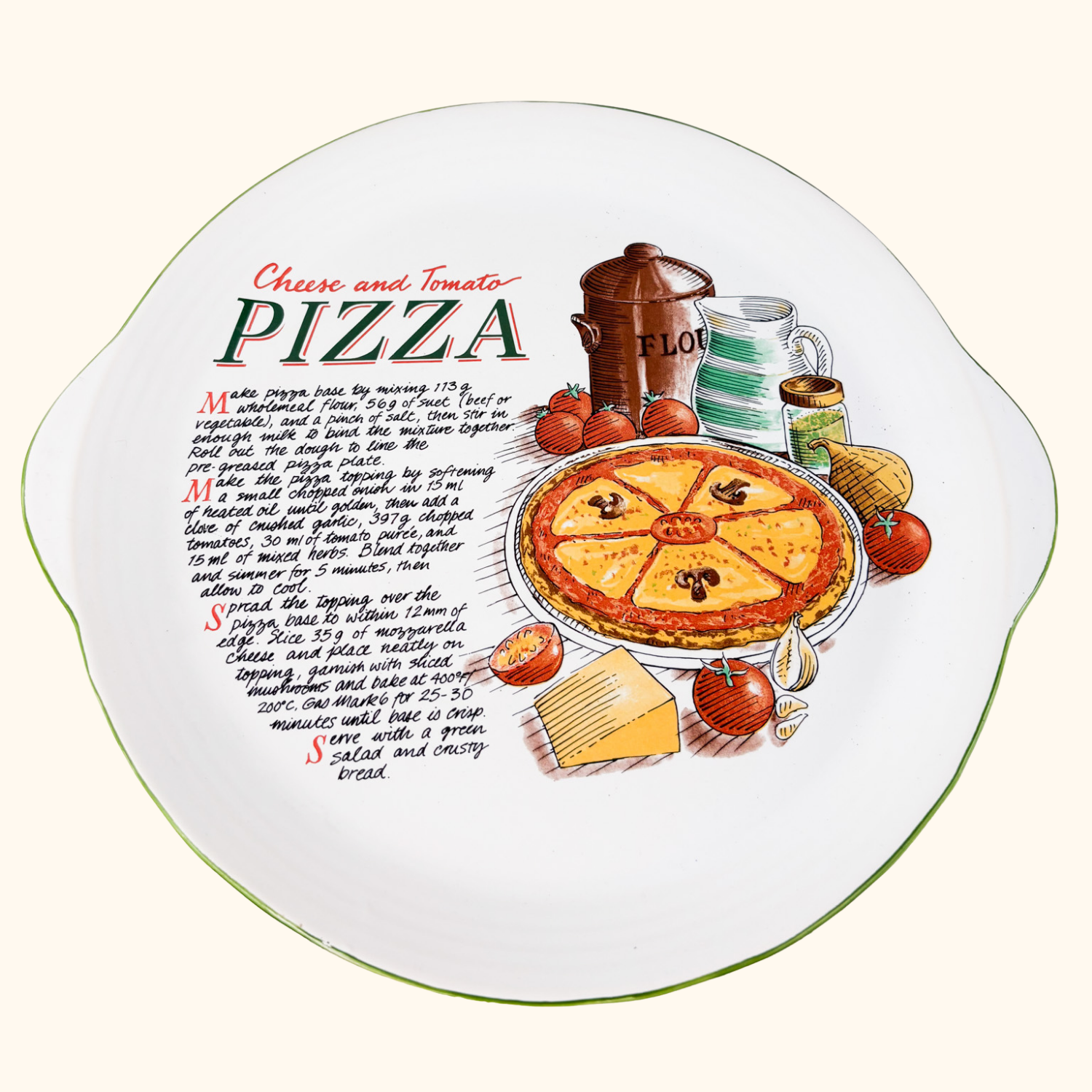 Vintage Rayware Pizza Recipe Serving Plate Rayware