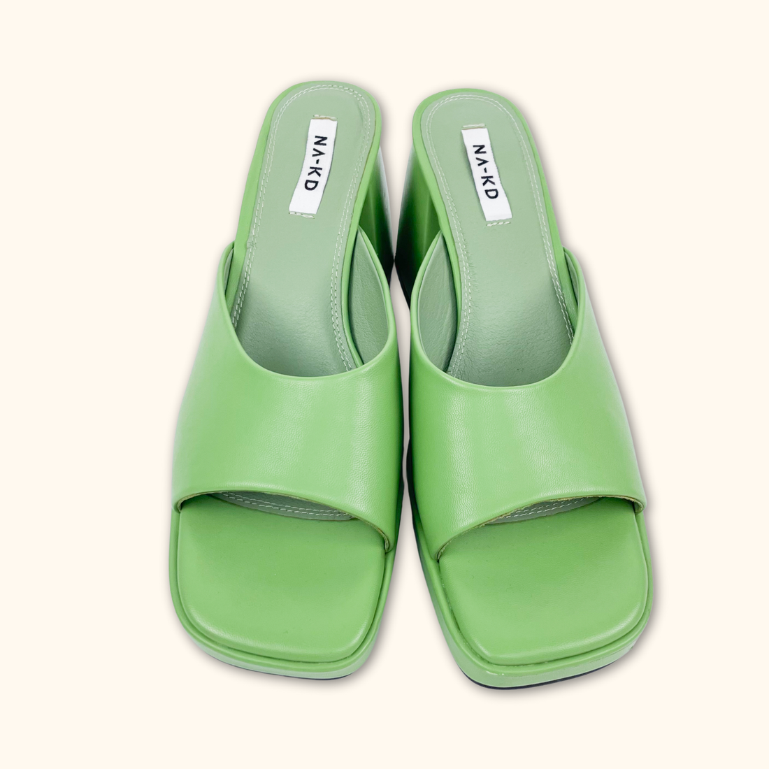 Na-kd Green Block Platform Heels - Size 8