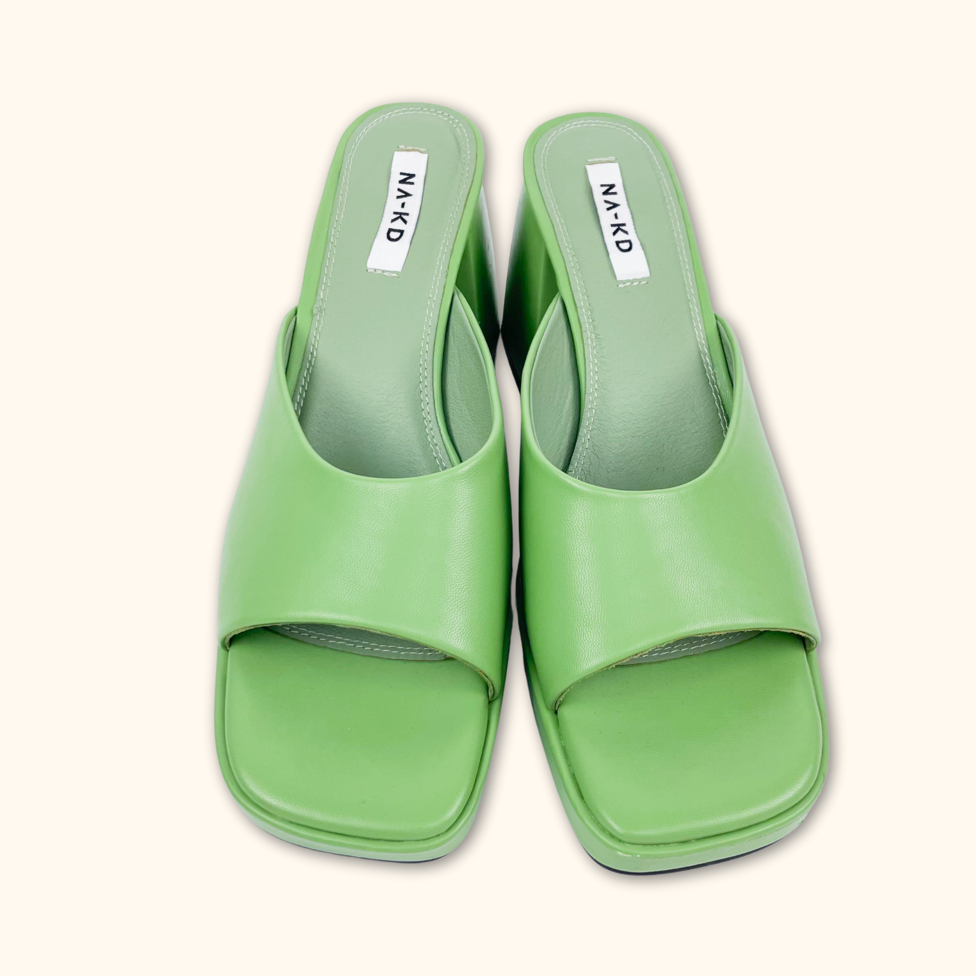 Na-kd Green Block Platform Heels - Size 8