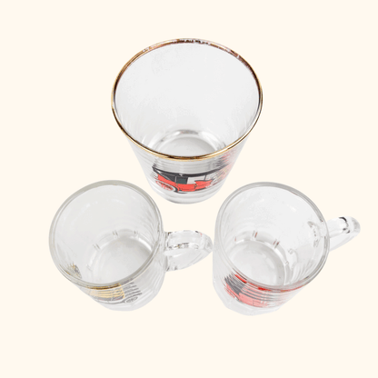Vintage 1950s Classic Car Tumbler Glass and Shot Glass Set -  - Glassware