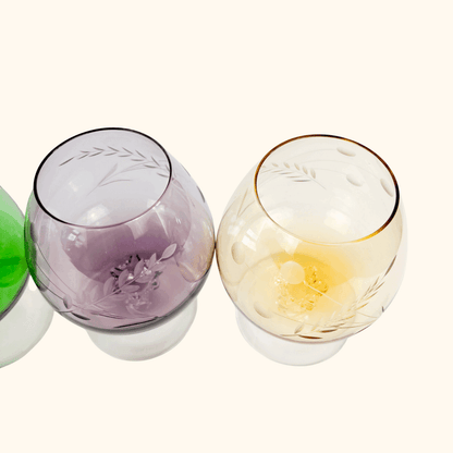 Etched Wheat Brandy Glasses Set of 6 Sunshine Thrift
