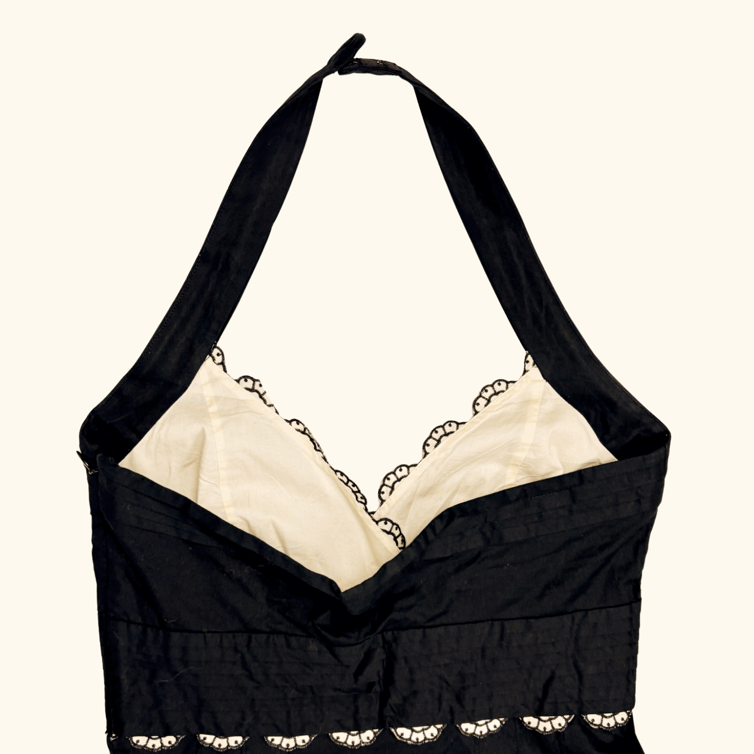 Karen Millen Black Halter Neck Dress Floral Embroidery - Size 10 Karen Millen