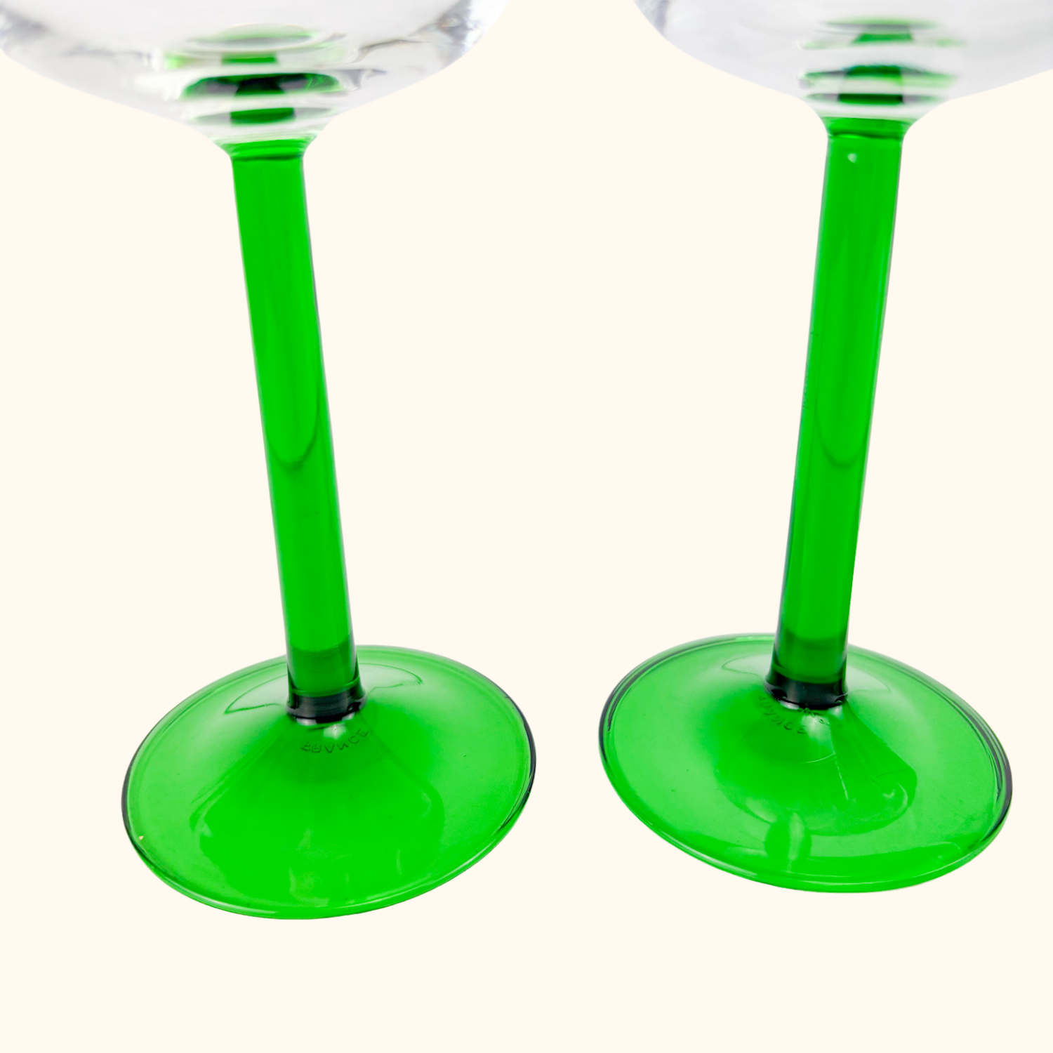 Vintage Luminarc French Green Straight Stem Wine Glasses Set of 4 Luminarc