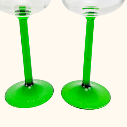 Vintage Luminarc French Green Straight Stem Wine Glasses Set of 4 Luminarc