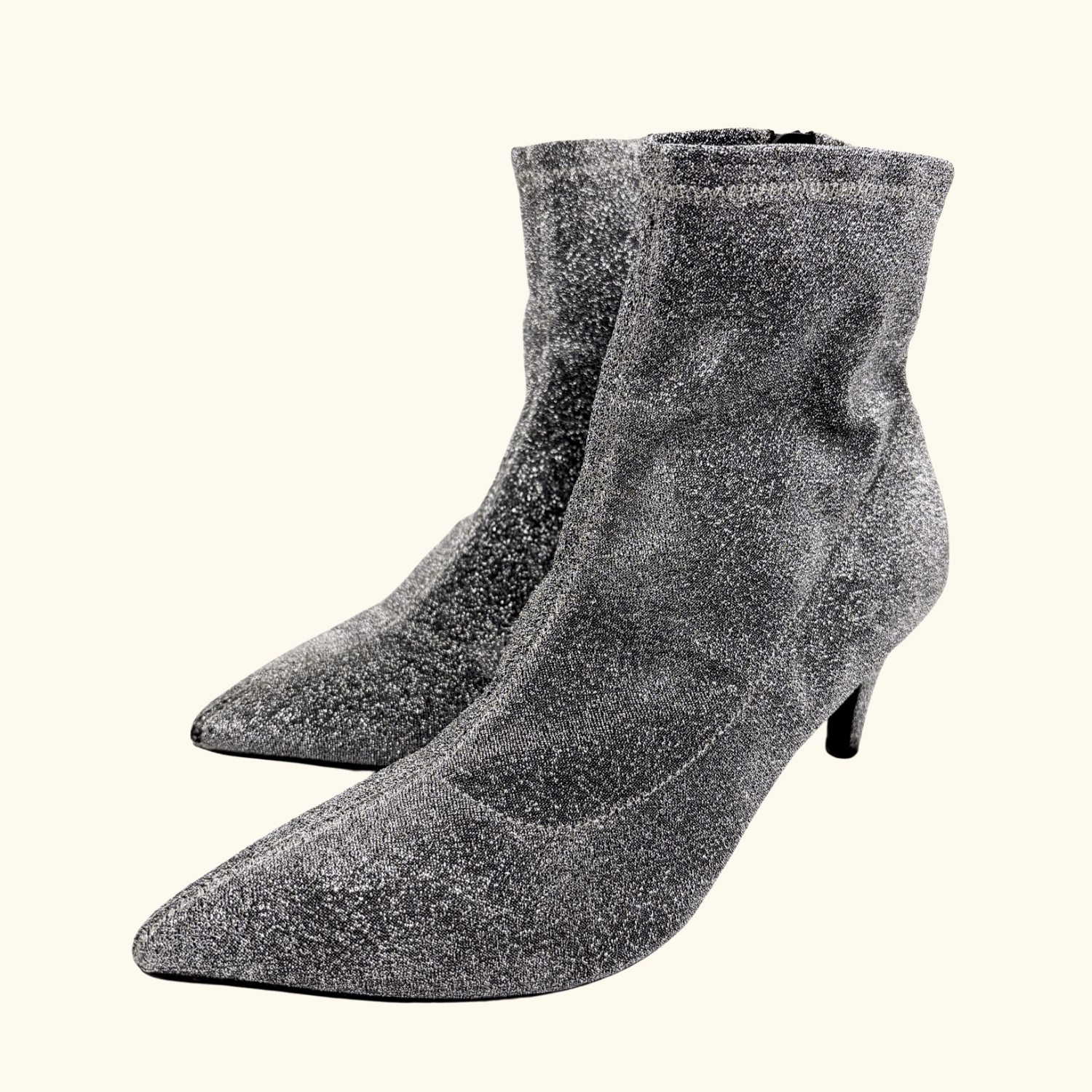 M&amp;S Silver Sparkle Sock Heeled Boots - Size 7 M&amp;S