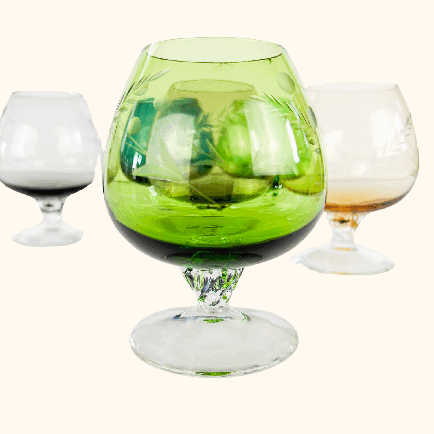 Etched Wheat Brandy Glasses Set of 6 Sunshine Thrift