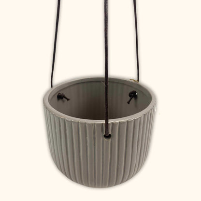 Sass and Belle Grooved Grey Hanging Planter - Sass and belle - Plant pots