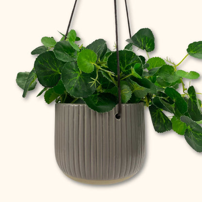 Sass and Belle Grooved Grey Hanging Planter - Sass and belle - Plant pots