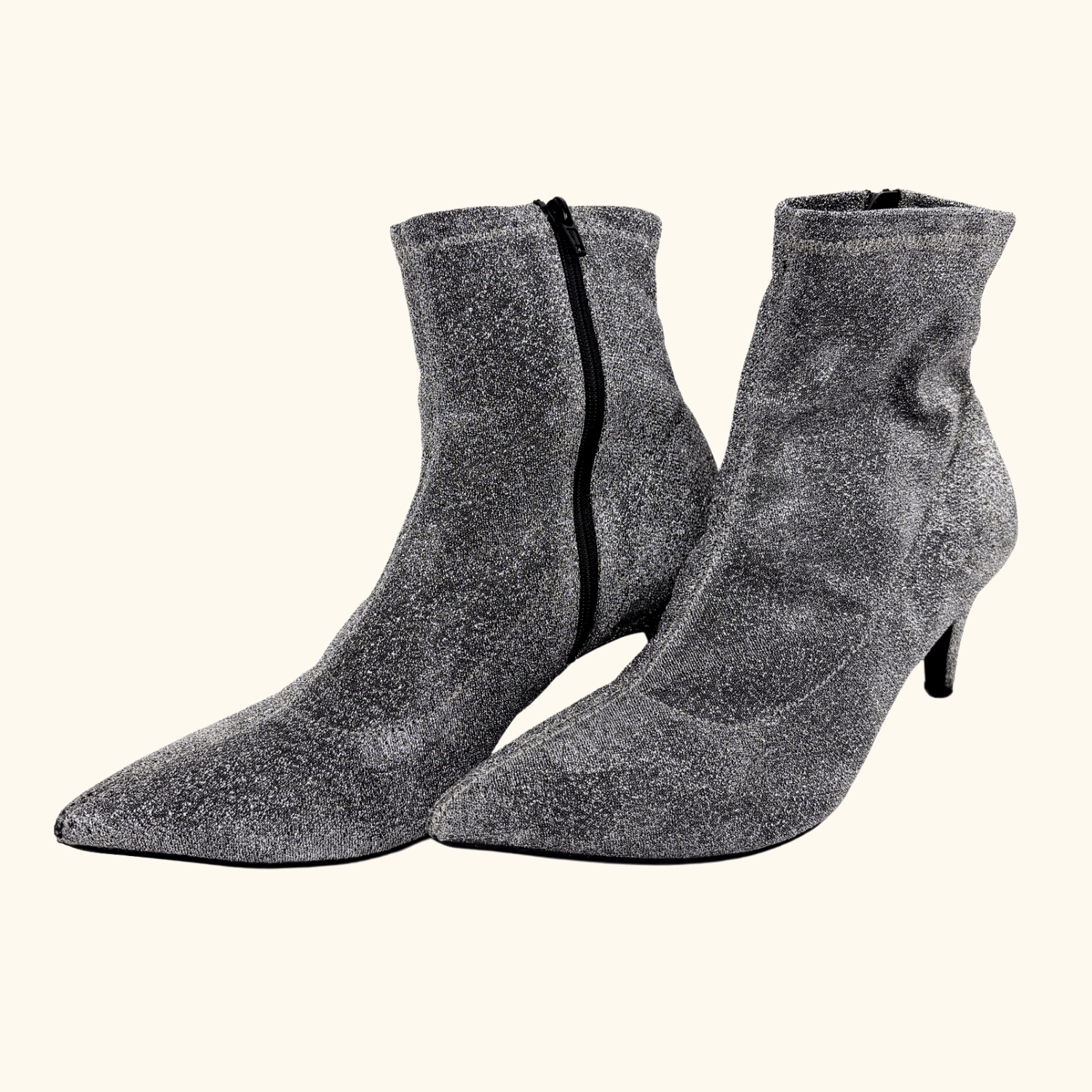 M&amp;S Silver Sparkle Sock Heeled Boots - Size 7 M&amp;S