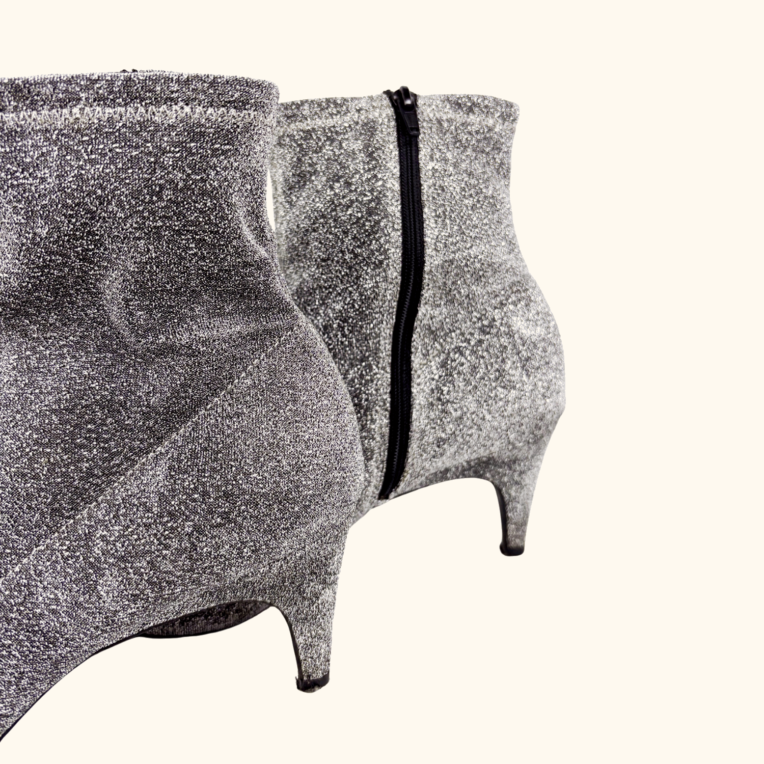 M&amp;S Silver Sparkle Sock Heeled Boots - Size 7 M&amp;S