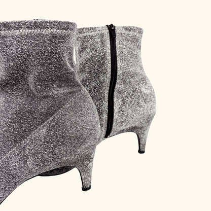 M&amp;S Silver Sparkle Sock Heeled Boots - Size 7 M&amp;S
