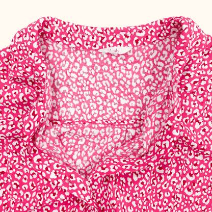 Hush Pink Leopard Print Hattie Shirt Midi Dress - Size 8 Hush