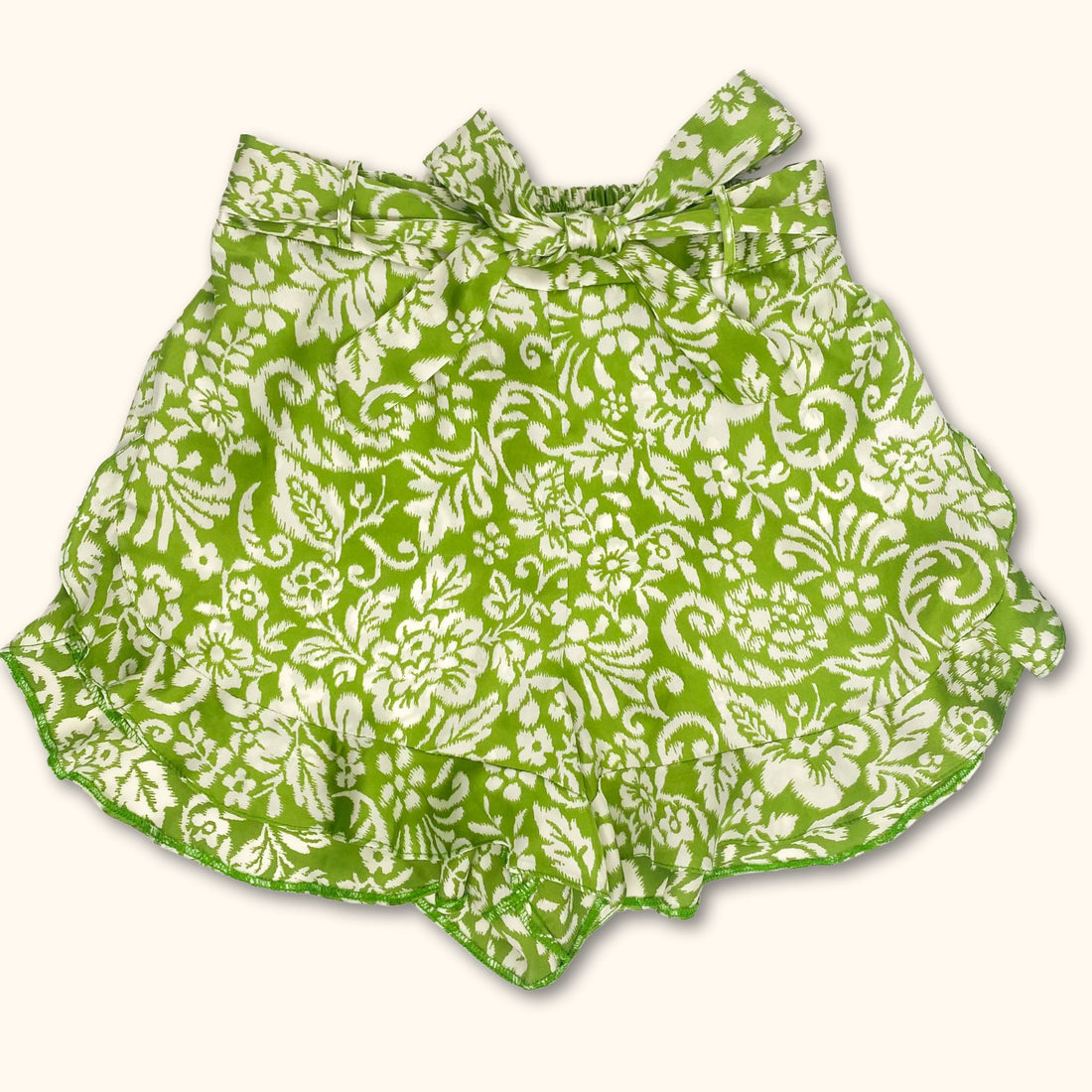 River Island Green Floral High Waist Flowy Shorts - Size 8 - River Island - Shorts