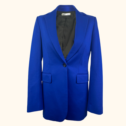 Zara Royal Blue Fitted Blazer - Size Small