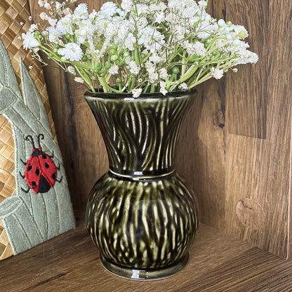 Small Dark Green Round Vase - Sunshine Thrift - Vases